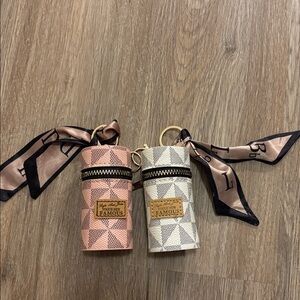 Set of 2 Geometric Keychain Pouch with Scarf. New